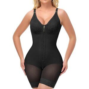 Women's Body Shaper Postpartum Black Tummy Control Shapewear Lifter Bra Zipper